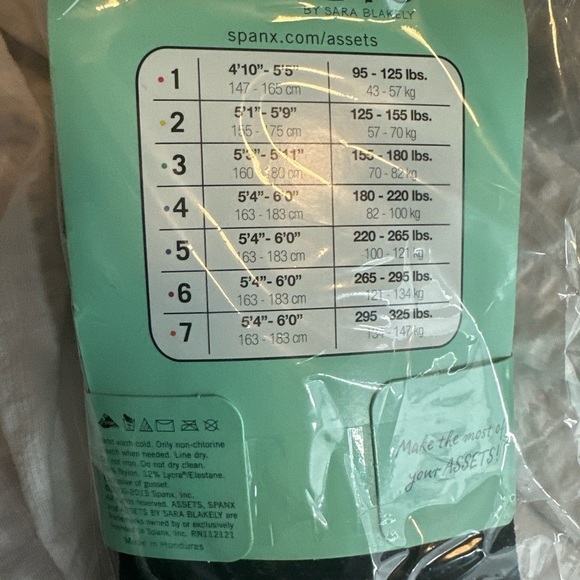 Love Your Assets Spanx Shaping Tights 125-155 lb Size 2 Black textured Wish Bone - Picture 2 of 3